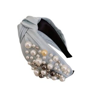 Light Blue Pearl Embellished Headband